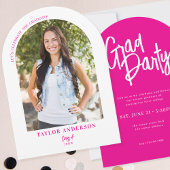 エレガントスクリプモダントArch Photo Pink Gradパーティー 招待状