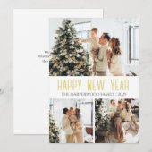 エレガントスクリプモダントHappy New Year 3コラージュ シーズンカード (正面/裏面)