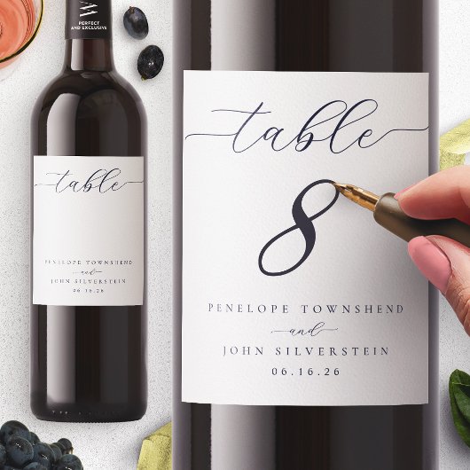 エレガントスクリプ空白のトのテーブ結婚ル番号 ワインラベル