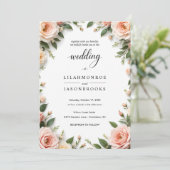 エレガントスクリプ結婚トと赤面フローラ縁ど 招待状 (スタンド正面)