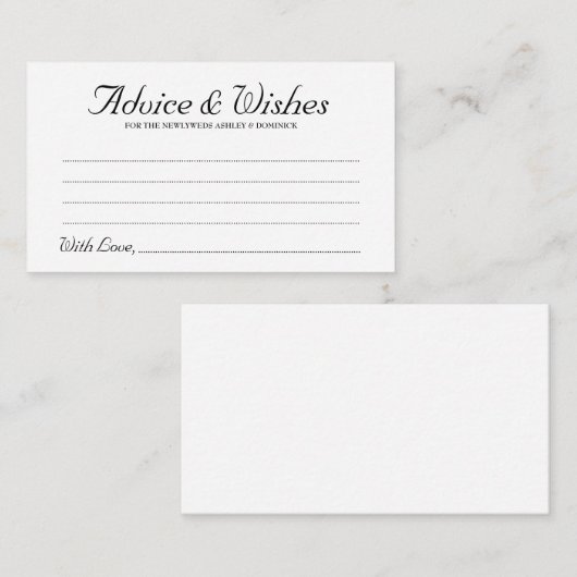 エレガントスクリプ結婚トのアドバイスとウィッシュのカード アドバイスカード (正面/裏面)
