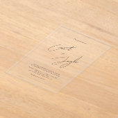 エレガントスクリプ結婚ト名のモダン黒澄ん アクリル招待状 (レイダウン)