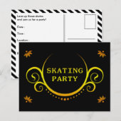 エレガントスケートで滑るパーティー インビテーションポストカード (正面/裏面)