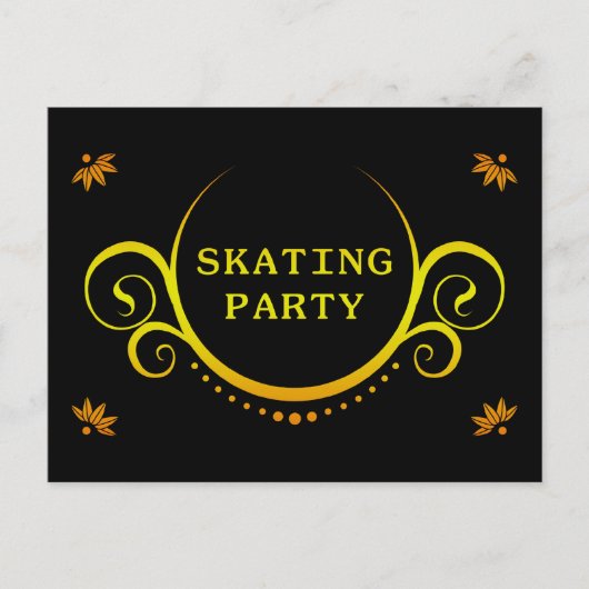 エレガントスケートで滑るパーティー インビテーションポストカード (正面)