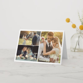 エレガントスシンプル結婚トの3枚の写真シック サンキューカード