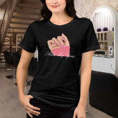 エレガントスタイリストブラック&ピンクネイルアーティストユニフォーム トライブレンドTシャツ