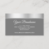 エレガントスタイリッシュお洒落グレー円フレーム 名刺 (裏面)