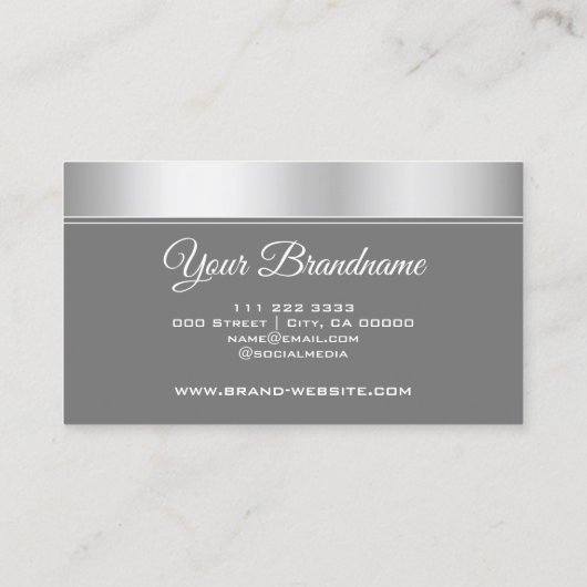 エレガントスタイリッシュお洒落グレー円フレーム 名刺 (裏面)