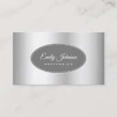 エレガントスタイリッシュお洒落グレー円フレーム 名刺 (正面)