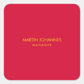 エレガントスタイリッシュさくらんぼ赤金ゴールドカラー名前をカスタムする スクエアシール (正面)