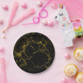 エレガントスタイリッシュのちの黒と金ゴールド大理石 ペーパープレート (パーティー)