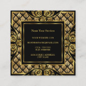 エレガントスタイリッシュアールデコ金ゴールドブラックヴィンテージ1930 スクエア名刺 (裏面)