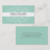 エレガントスタイリッシュアールヌーボーミントクールグリーン 名刺 (正面/裏面)