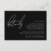 エレガントスタイリッシュカスタム白黒結婚詳細 エンクロージャーカード (正面)