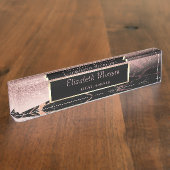 エレガントスタイリッシュグリッターグラデーション《写真》ぼけ味、大理石、フレーム デスクネームプレート (側面)