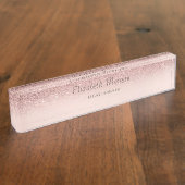 エレガントスタイリッシュグリッター《写真》ぼけ味グラデーションバラ金ゴールド デスクネームプレート (側面)