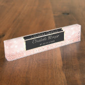 エレガントスタイリッシュグリッター《写真》ぼけ味、フレーム デスクネームプレート (側面)