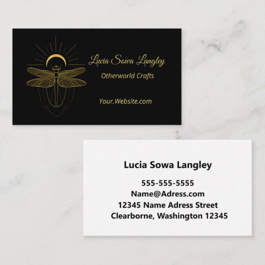 エレガントスタイリッシュシックな黒と金ゴールド 名刺 (正面/裏面)