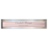 エレガントスタイリッシュシルバーストライプ デスクネームプレート (正面)