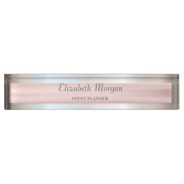 エレガントスタイリッシュシルバーストライプ デスクネームプレート