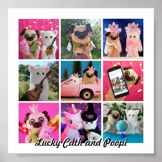 エレガントスタイリッシュシンプルパーソナライズされた写真コラージュ ポスター (正面)