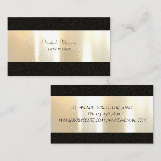 エレガントスタイリッシュシンプルフェイク金ゴールド 名刺 (正面/裏面)