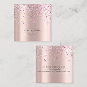エレガントスタイリッシュシンプル紙吹雪バラ金ゴールド スクエア名刺 (正面/裏面)