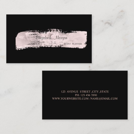 エレガントスタイリッシュシンプル絵を描，黒，ストローク 名刺 (正面/裏面)