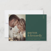 エレガントスタイリッシュシンプル金ゴールド写真 サンキューカード (正面)