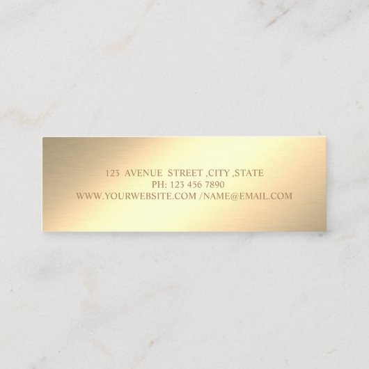 エレガントスタイリッシュシンプル金ゴールド スキニー名刺 (裏面)