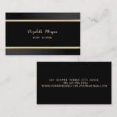 エレガントスタイリッシュシンプル，黒，ストライプ 名刺 (正面/裏面)