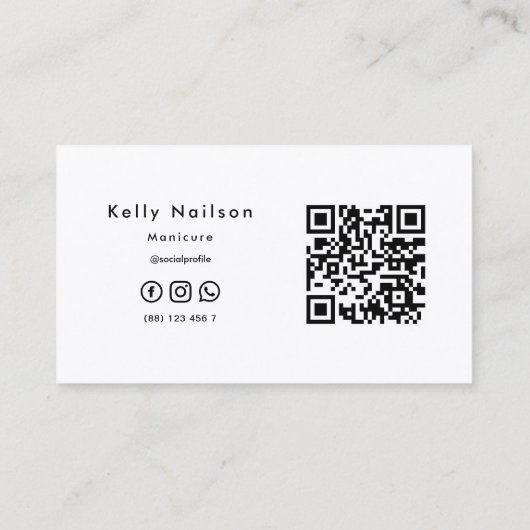 エレガントスタイリッシュネイルサロンマニキュアQrコード 名刺 (裏面)