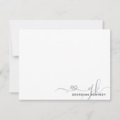 エレガントスタイリッシュハートスクリプト2モノグラムイニシャル ノートカード (正面)