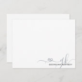 エレガントスタイリッシュハートスクリプト2モノグラムイニシャル ノートカード (正面/裏面)