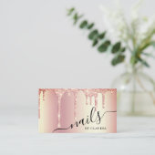 エレガントスタイリッシュバラ金ゴールドグリッター爪、 ネイル 名刺 (スタンド正面)