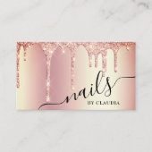 エレガントスタイリッシュバラ金ゴールドグリッター爪、 ネイル 名刺 (正面)