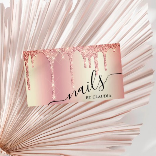 エレガントスタイリッシュバラ金ゴールドグリッター爪、 ネイル 名刺