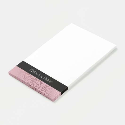 エレガントスタイリッシュバラ金ゴールド幾何学模様ピンク ポストイット (アングル)