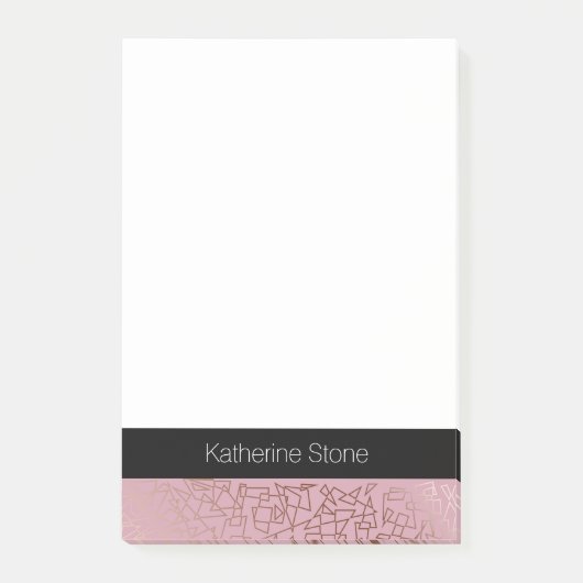 エレガントスタイリッシュバラ金ゴールド幾何学模様ピンク ポストイット (正面)