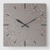 エレガントスタイリッシュバラ金ゴールド幾何学模様 スクエア壁時計 (正面)