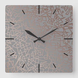 エレガントスタイリッシュバラ金ゴールド幾何学模様 スクエア壁時計