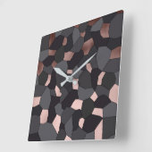 エレガントスタイリッシュバラ金ゴールド灰色と黒モザイク スクエア壁時計 (傾斜)