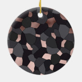 エレガントスタイリッシュバラ金ゴールド灰色と黒モザイク セラミックオーナメント (裏面)
