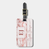 エレガントスタイリッシュバラ金ゴールド&ホワイトマーブルモノグラム ラゲッジタグ (正面縦)