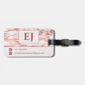 エレガントスタイリッシュバラ金ゴールド&ホワイトマーブルモノグラム ラゲッジタグ (裏面横)