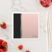 エレガントスタイリッシュパールダイヤモンドブラックピンク スタンダードカクテルナプキン (インサイチュ)