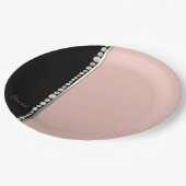 エレガントスタイリッシュパールダイヤモンドブラックピンク ペーパープレート (アングル)