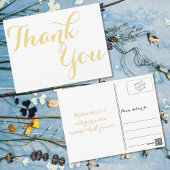 エレガントスタイリッシュフェイク金ゴールドスクリプトホワイト ポストカード