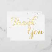 エレガントスタイリッシュフェイク金ゴールドスクリプトホワイト 箔招待状ポストカード (正面/裏面)