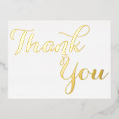 エレガントスタイリッシュフェイク金ゴールドスクリプトホワイト 箔招待状ポストカード (正面)